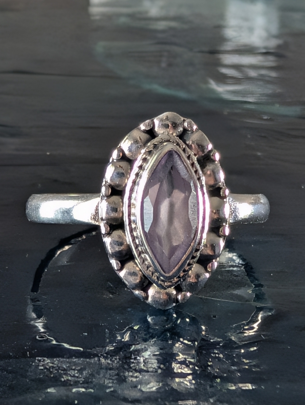 Sterling Silver Marquise Lavender Amethyst Natural Genuine Amethyst Ring Size 10
